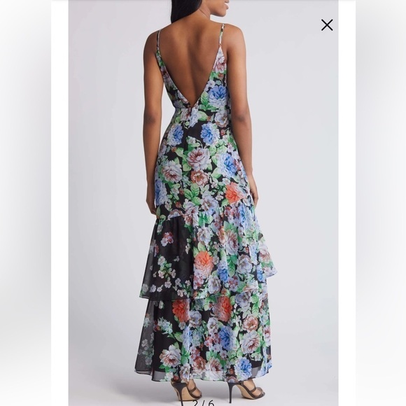 Lulus Effortless Energy Floral Multi Print Asymmetrical Maxi Dress size small - Picture 3 of 13